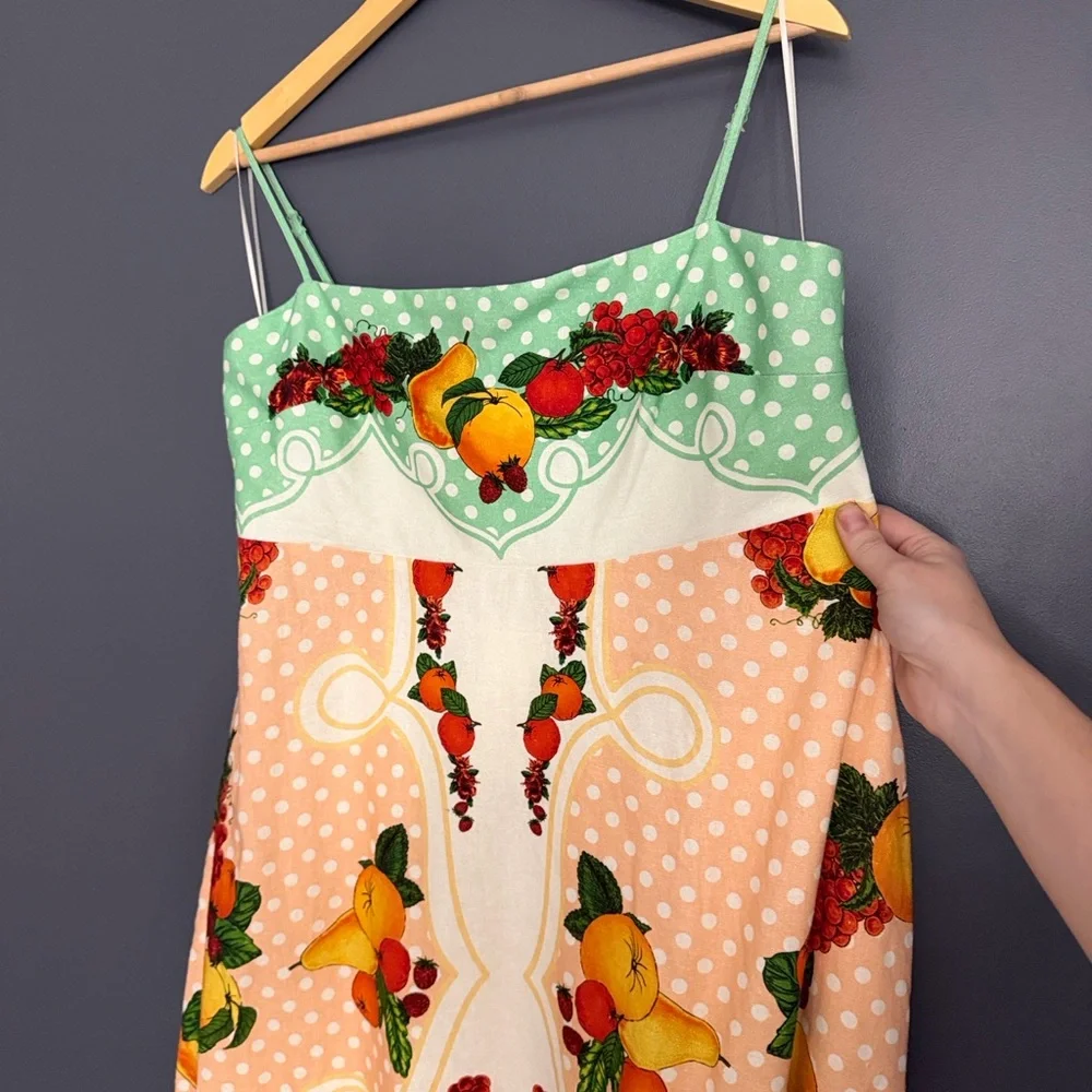 NWT Caroline Constas Linen Cotton Blend Tent Citrus Print Dress